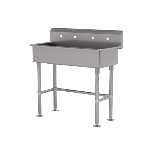 2 Station NSF 14 Ga. 304 SS Floor Mounted Sink - Faucet Omitted